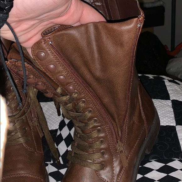 Brown Zip Up Army Boots Size 7 - Picture 7 of 8